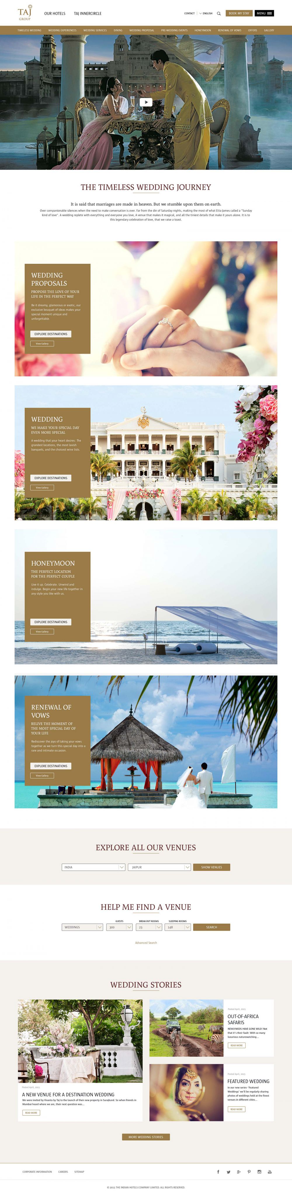 Weddings at Taj web page