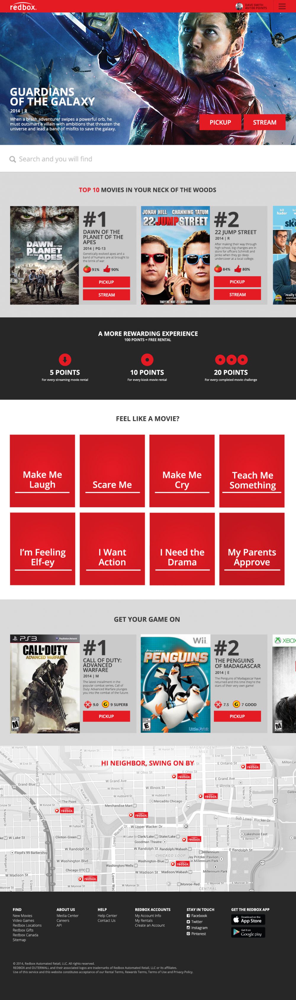 Redbox.com home page design concept
