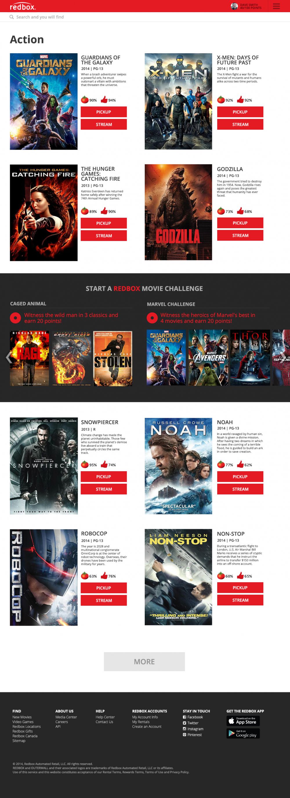 Redbox.com concept - gallery page