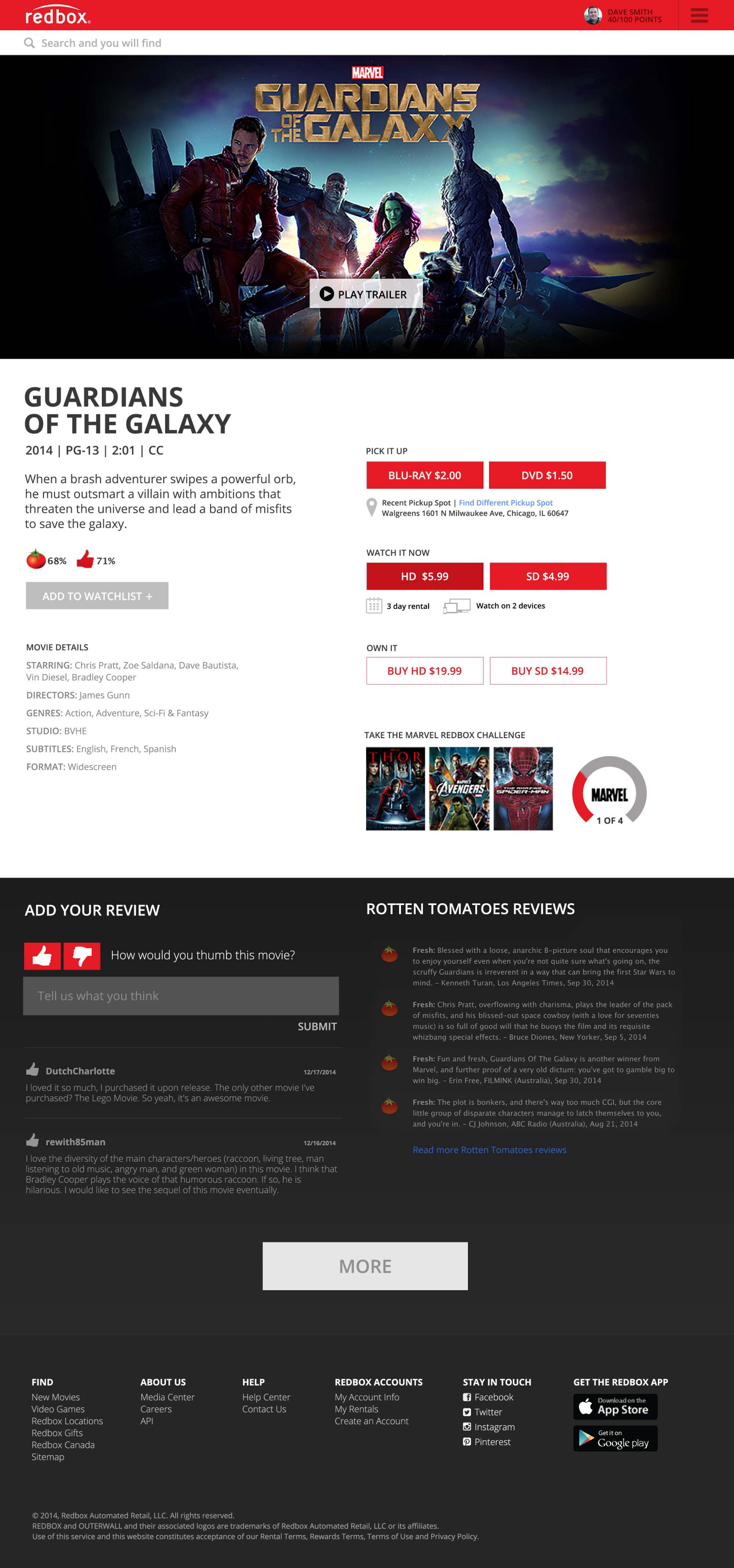 Movie detail page