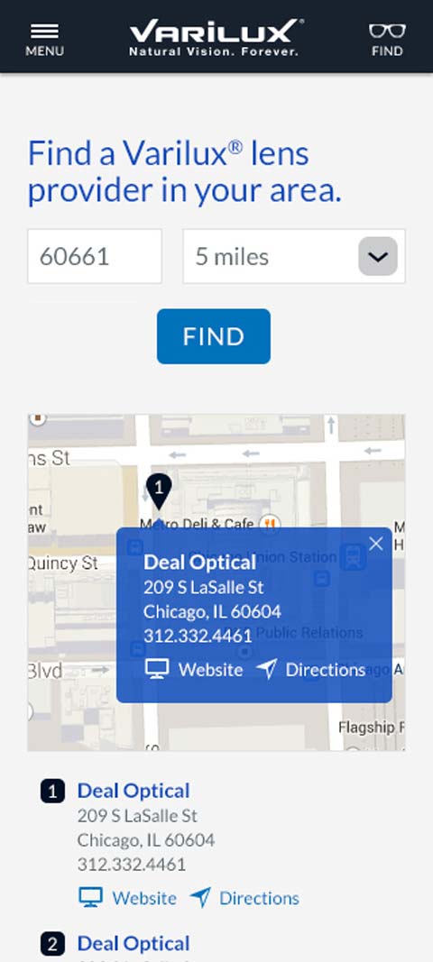 Essilor Varilux mobile find a provider