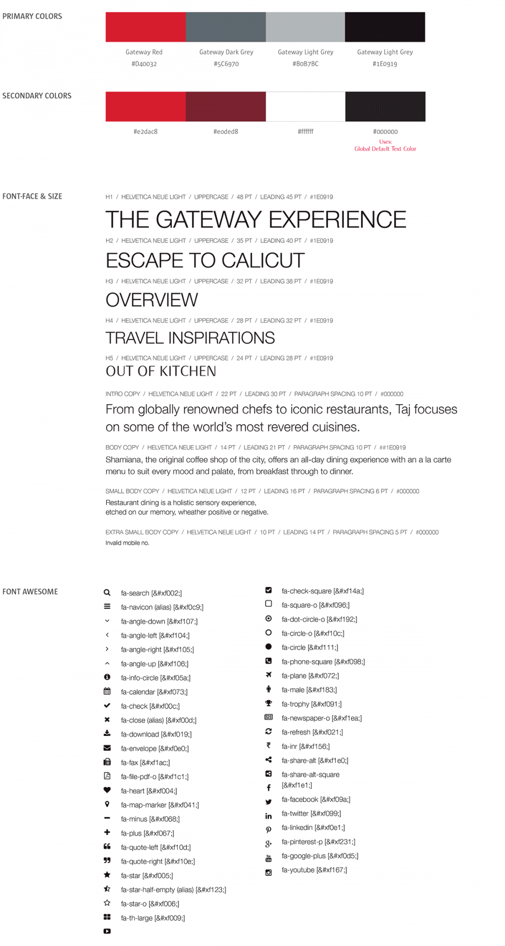 Gateway Hotels Style Sheet