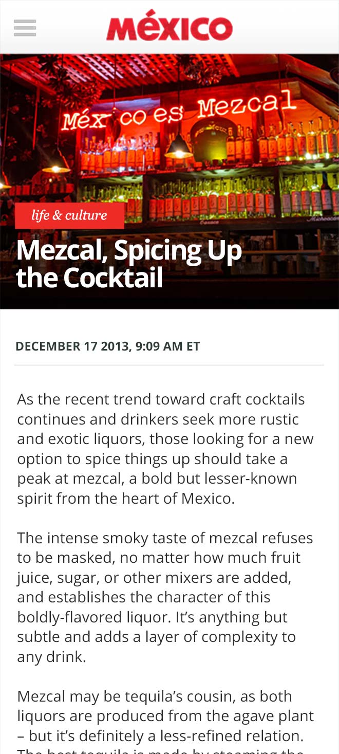 mobile view of mezcal article