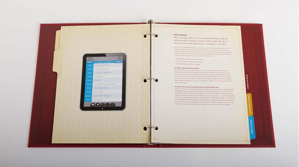 Inside spread of Mimi's Cafe Brand Standards Manual