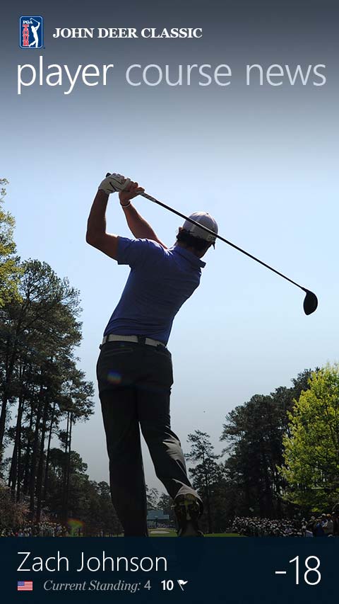 PGA Tour Windows 8 Mobile App Player Screen