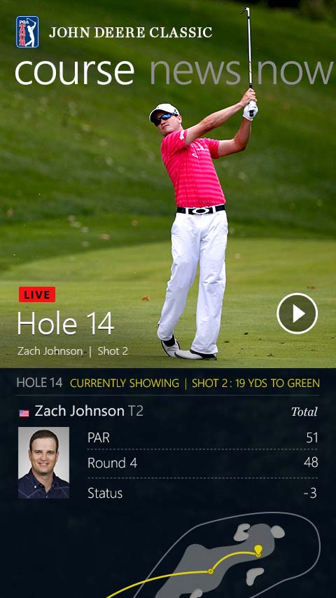 PGA Tour Windows 8 Mobile App Course Screen