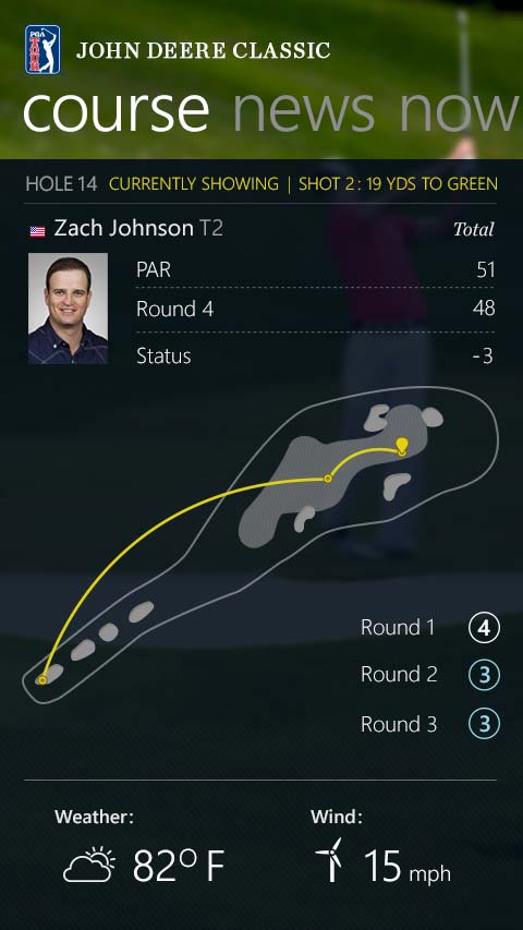 PGA Tour Windows 8 Mobile App Course Map Screen