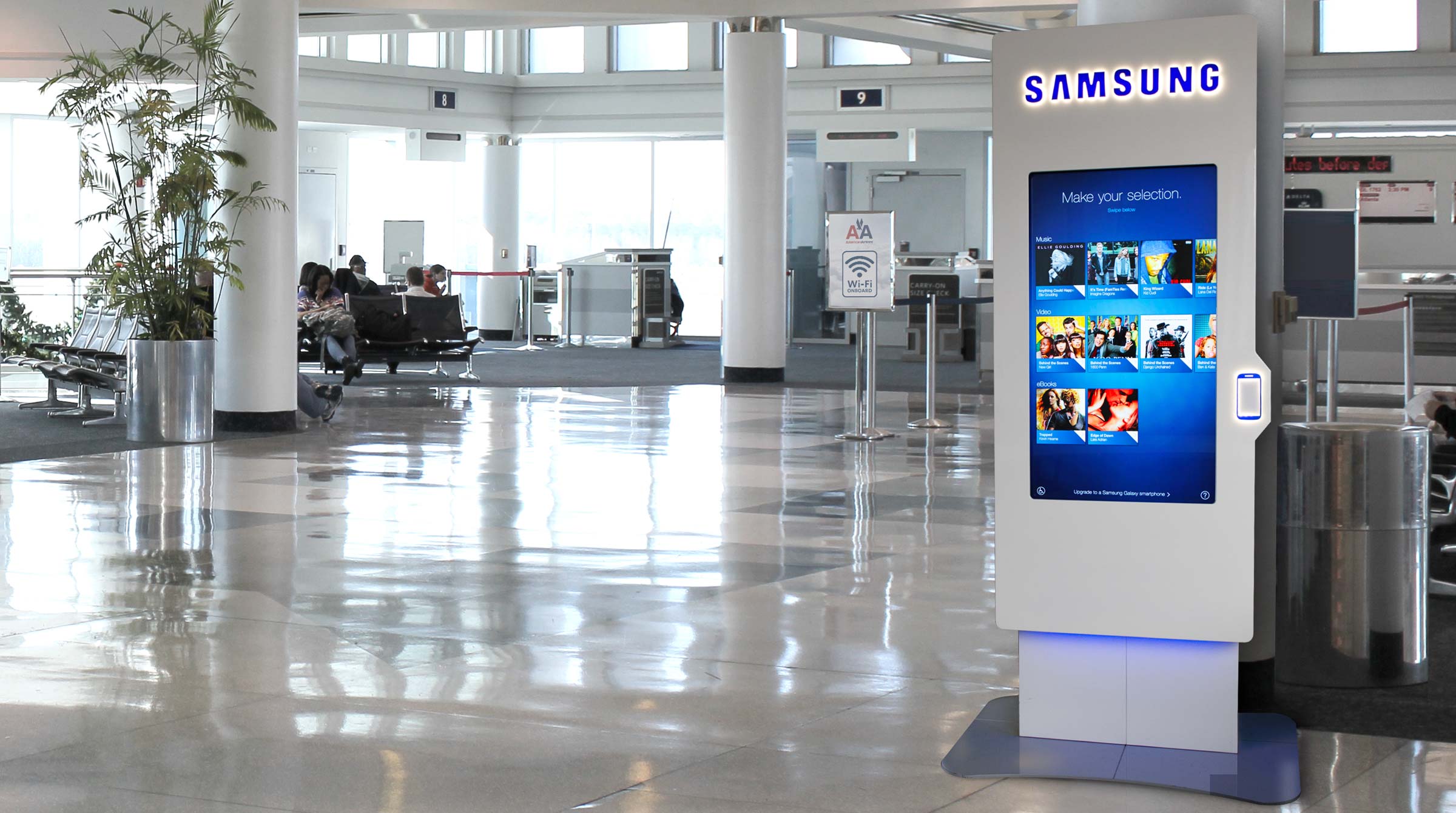 Samsung NFC Kiosk in airport concourse