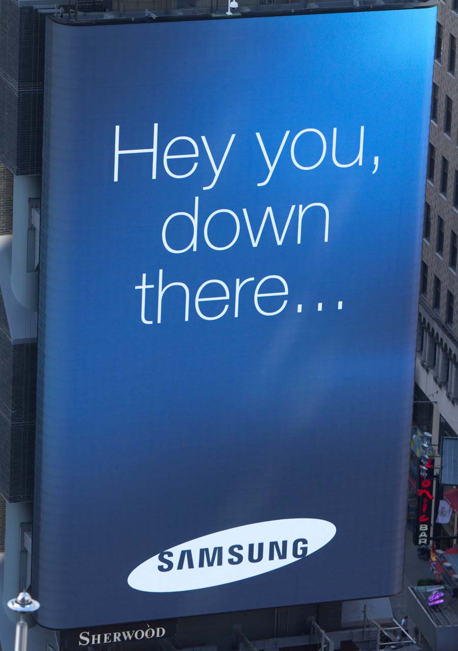 Samsung Times Square billboard call-out message