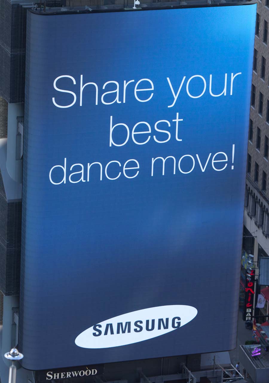 Samsung Times Square billboard challenge message