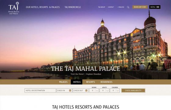Taj Hotels Resorts and Palaces website