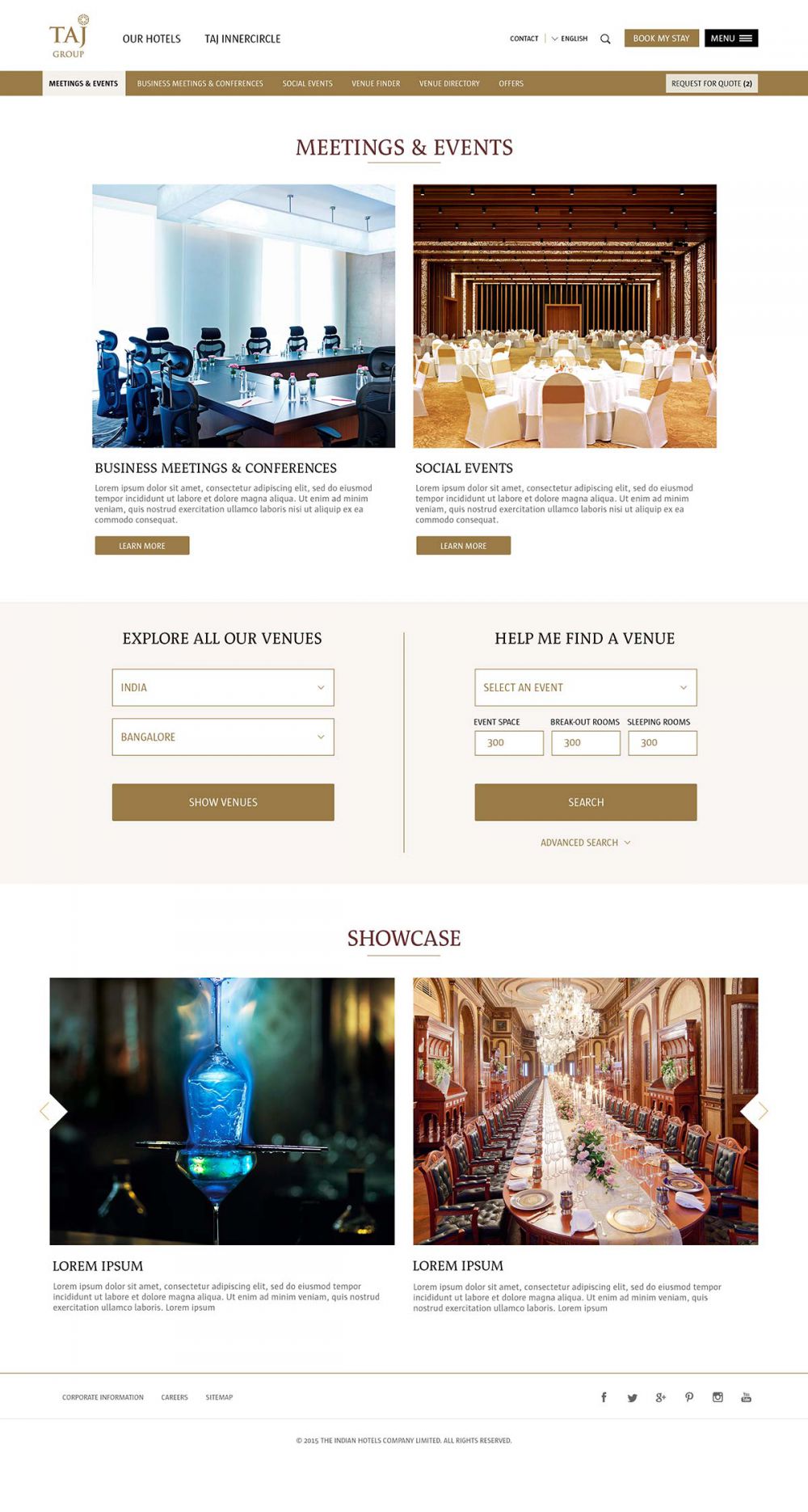 Meetings and events page