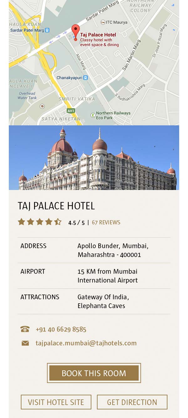 Mobile location detail page
