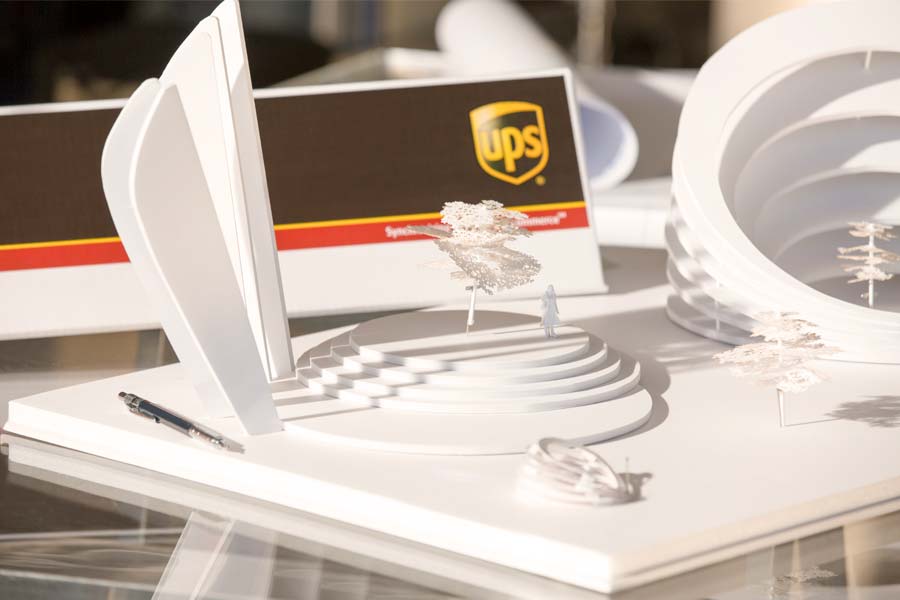 architectural plans in UPS shipping box