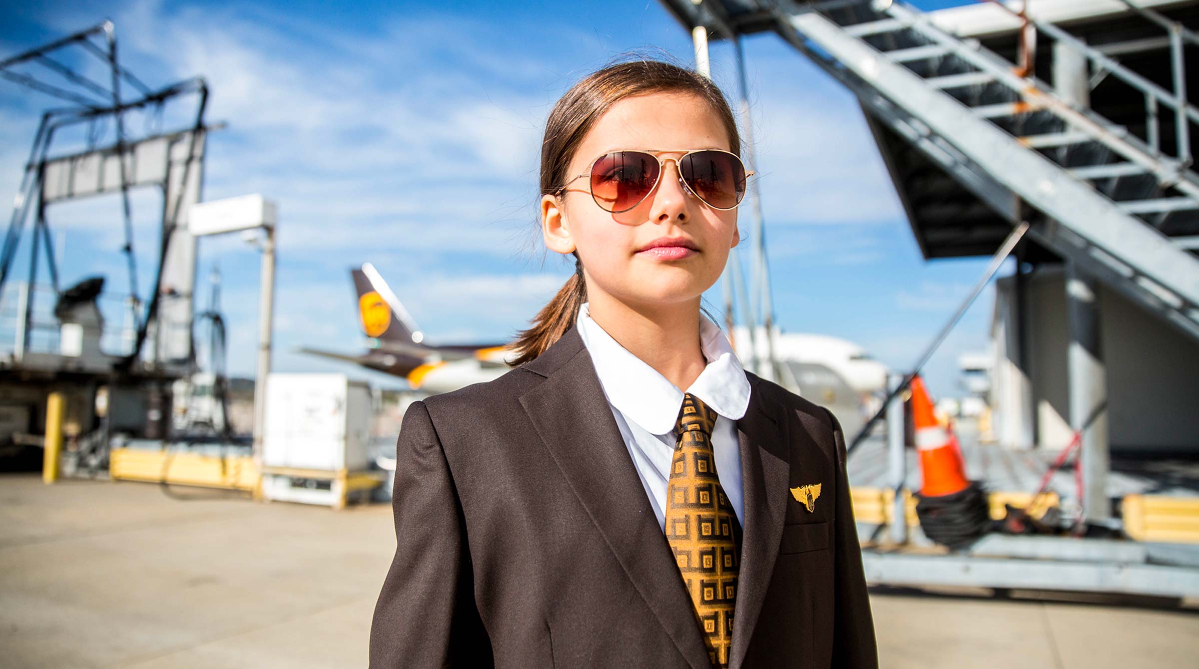 Taylor in her pilot uniform at UPS Worldport
