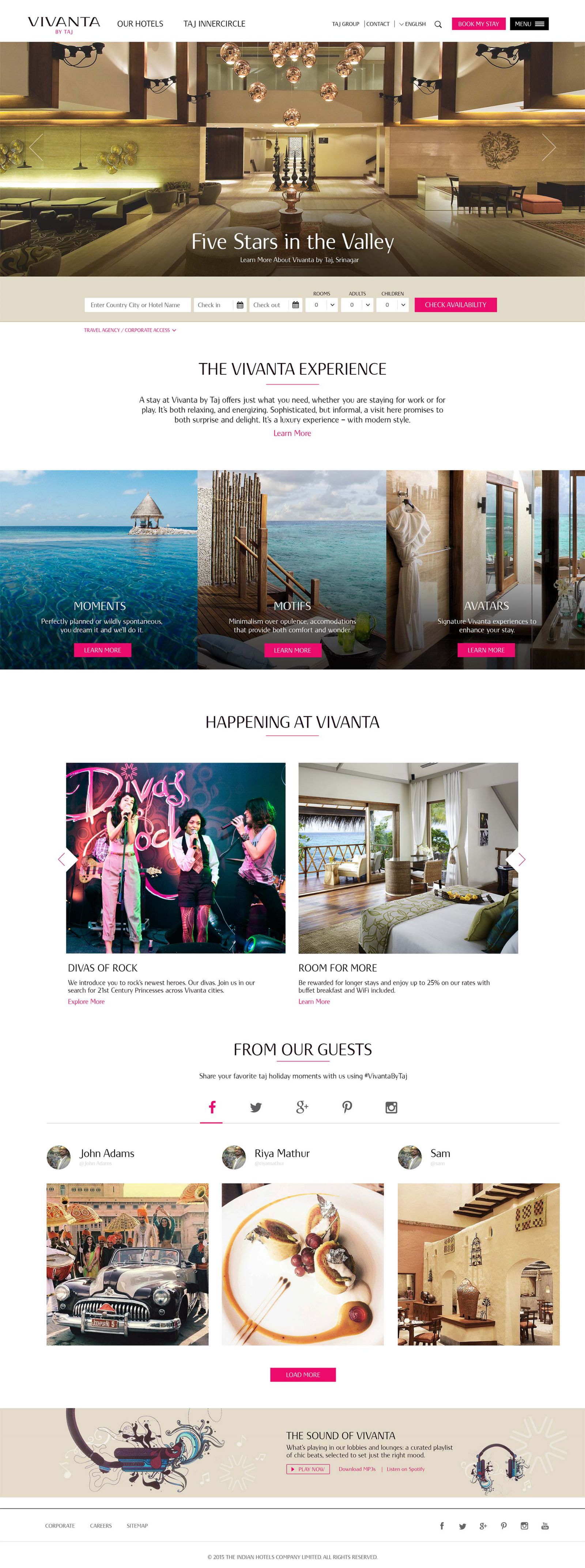 Vivanta Hotels homepage