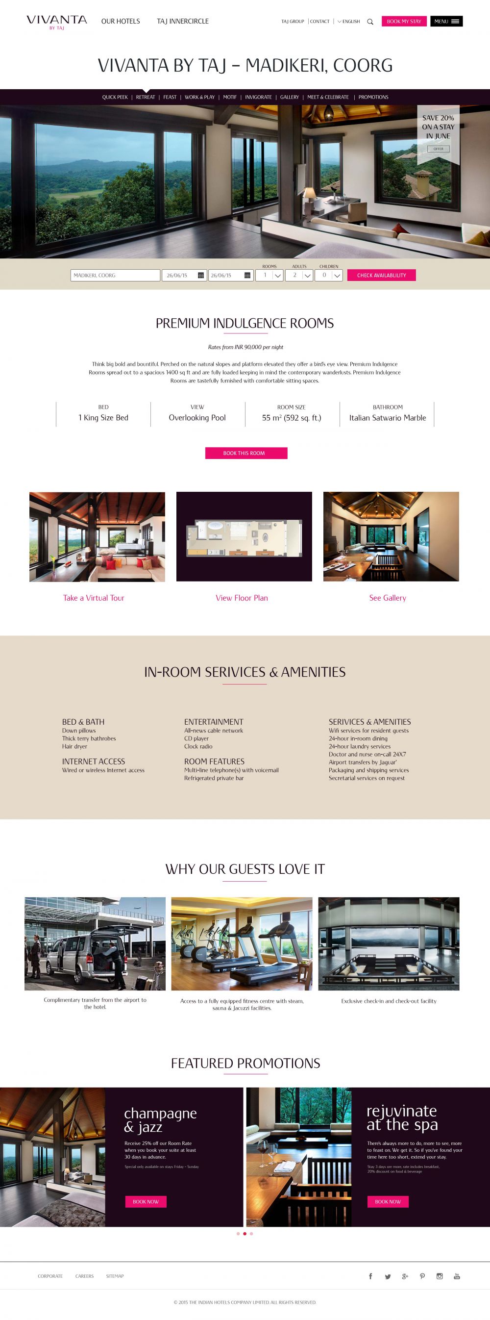 Vivanta Madikeri, Coorg Hotel Room Page