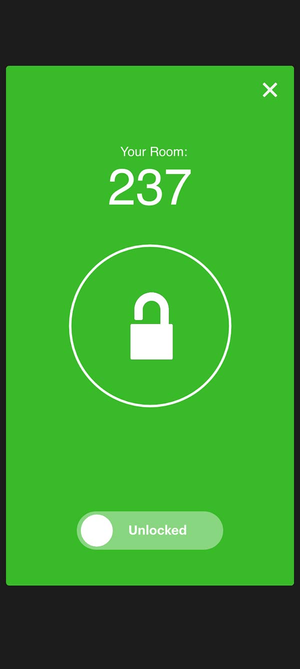 IHG mobile key, unlocked