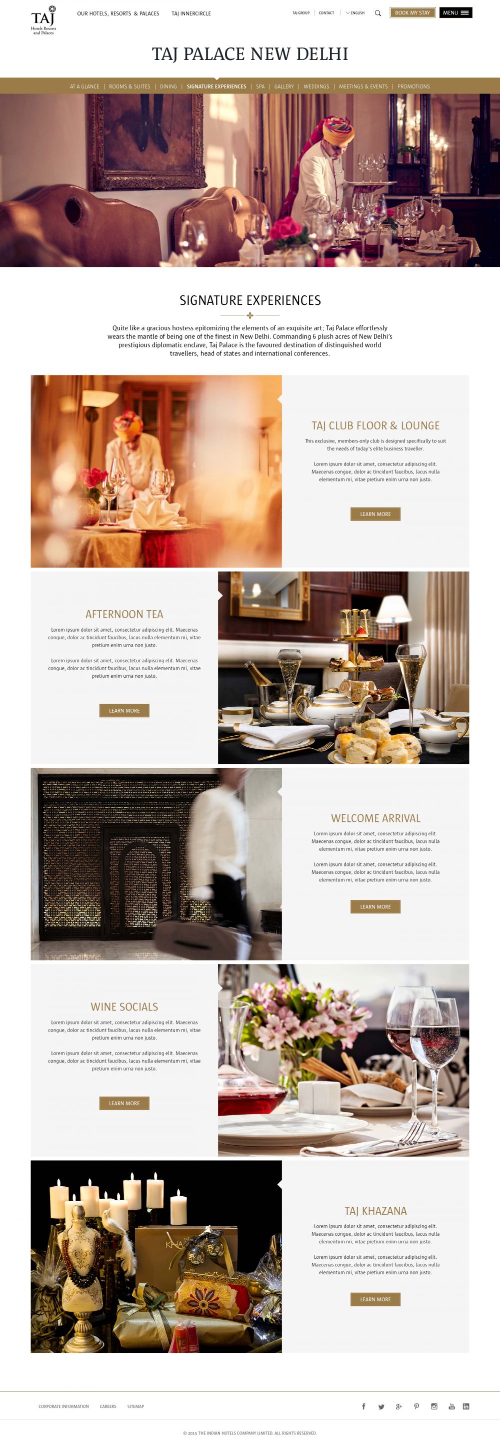 Taj signature experiences page