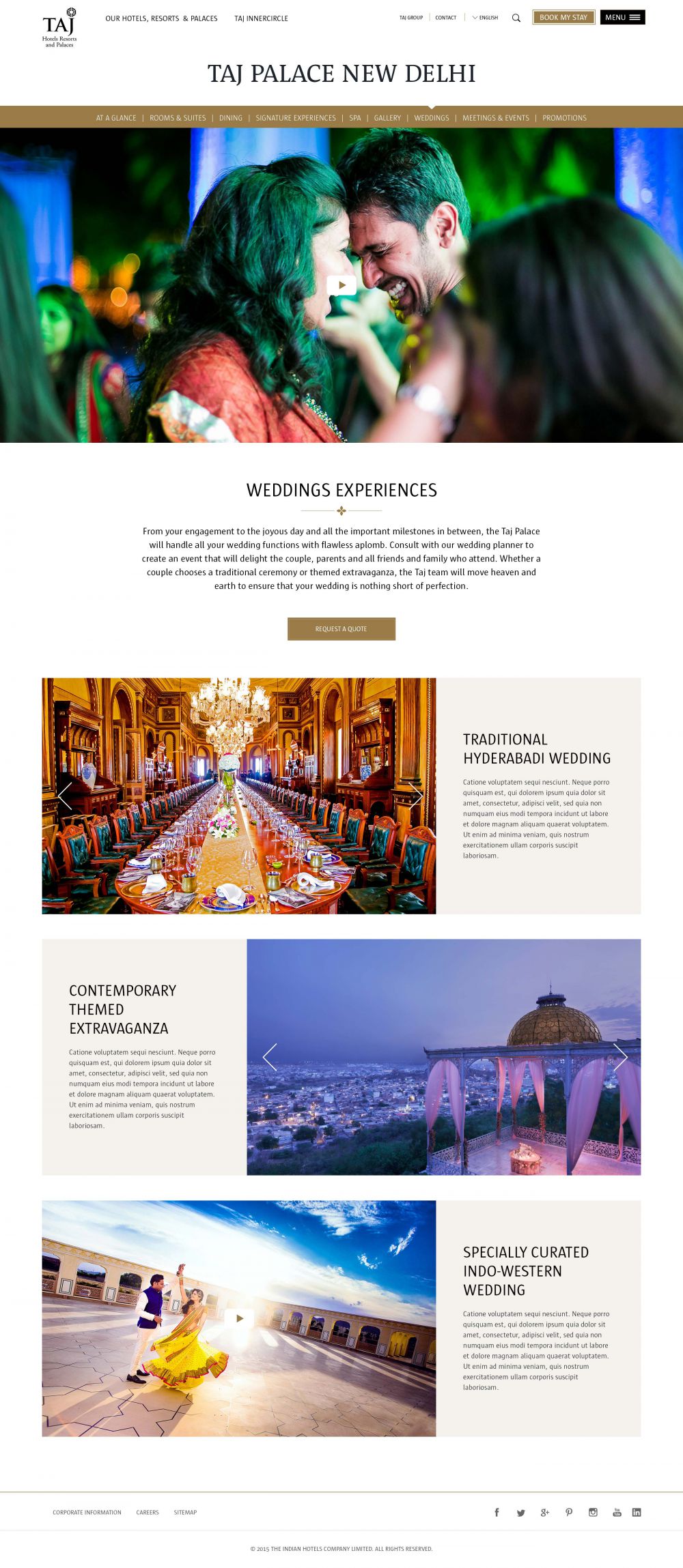 Weddings at Taj page