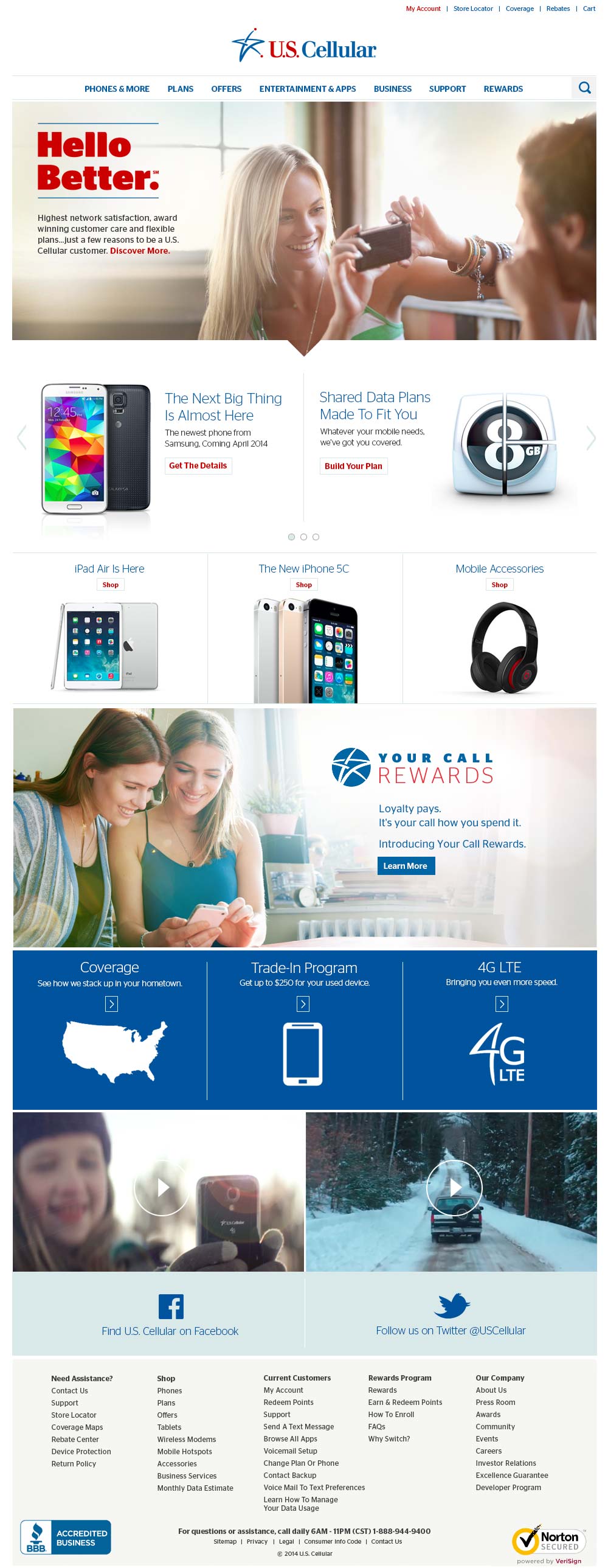 U.S. Cellular homepage design