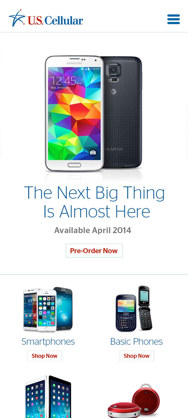 Products landing page
