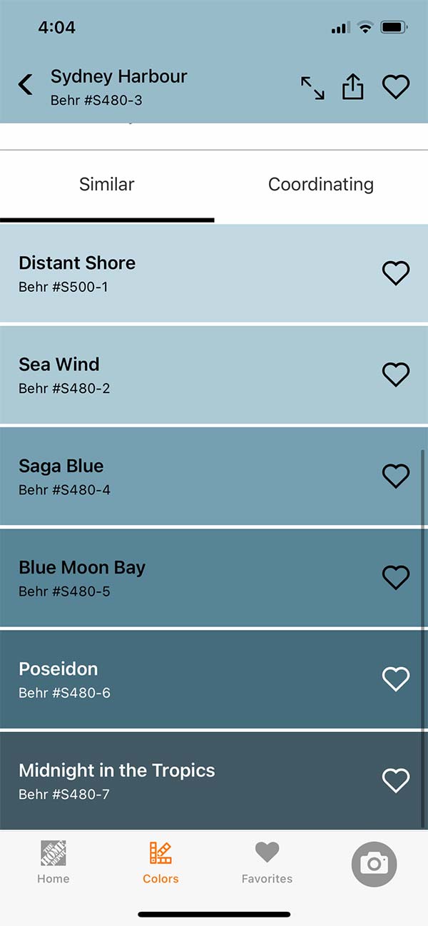 Similar color options tool