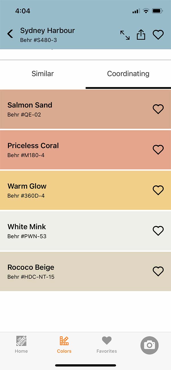 Coordinating colors selection tool