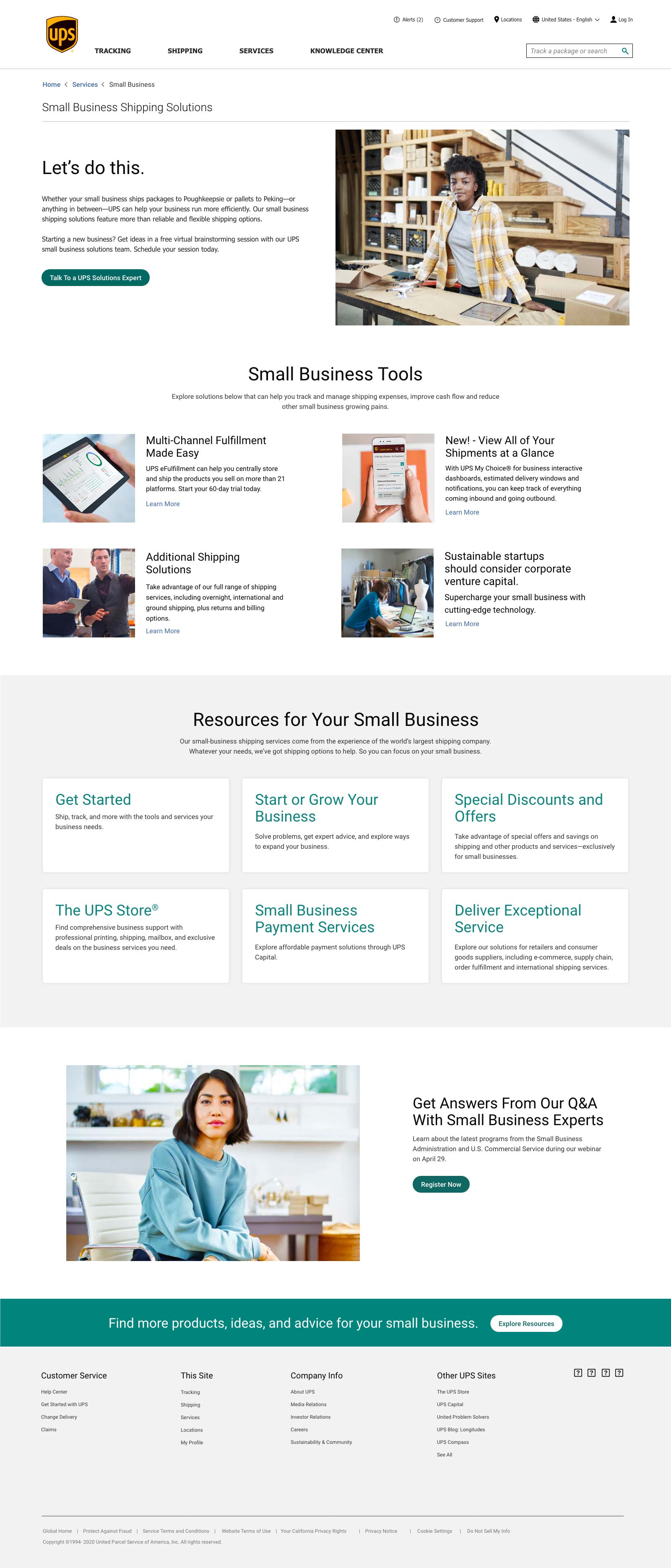 A new interior page for ups.com